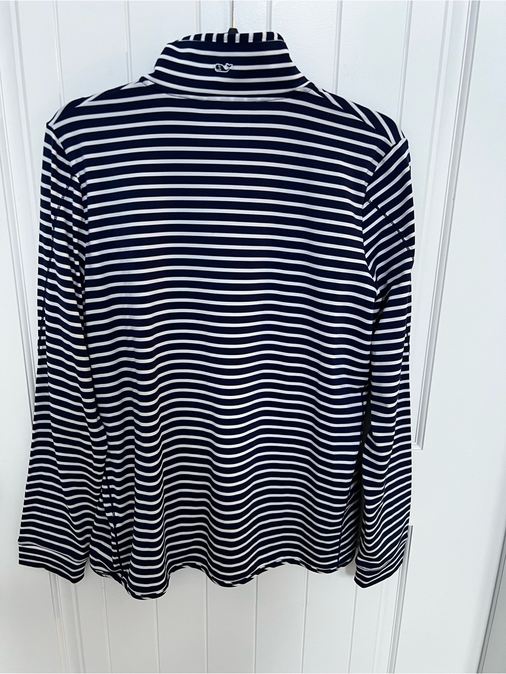 Vineyard Vines Sankaty Navy White Striped Quarter Zip Pullover - Picture 9 of 11